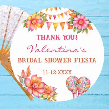 Pink Floral Fiesta  Thank You Classic Round Sticker