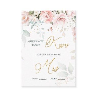 Pink Floral Foliage How Many Kisses in the Jar Enclosure Invitations