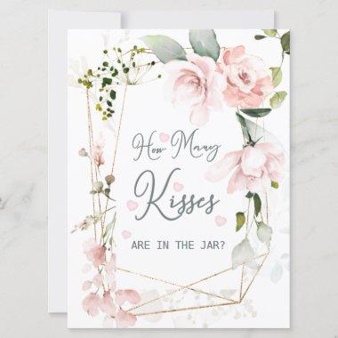 Pink Floral Foliage How Many Kisses in the Jar Invitations