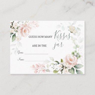 Pink Floral Foliage How Many Kisses in the Jar Place Invitations