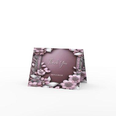 Pink Floral Frame Thank You