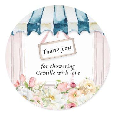 Pink Floral Garden  Thank you Classic Round Sticker