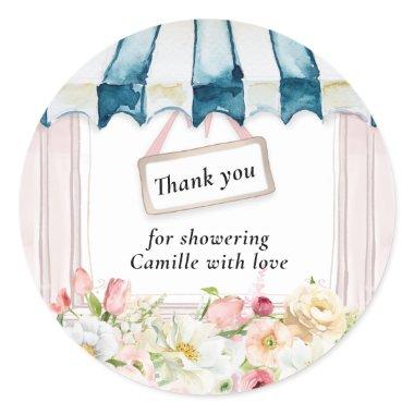 Pink Floral Garden Bridal Shower Thank you Classic Round Sticker