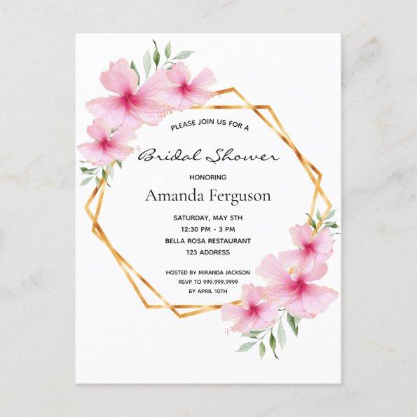 Pink floral geometric bridal shower invitation postInvitations