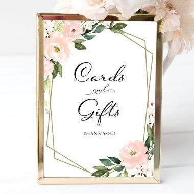 Pink Floral Gold Geometric Invitations And Gifts Sign