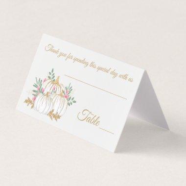Pink Floral Gold Glitter Pumpkin Fall Wedding