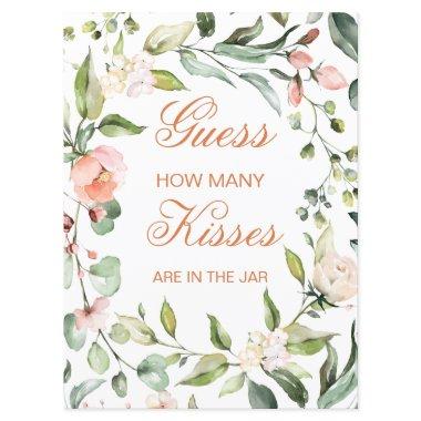 Pink floral, greenery Guess How Many Kisses Game
