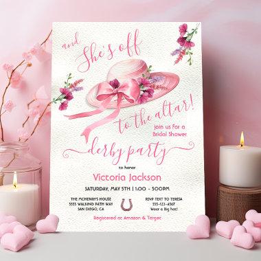 Pink floral Hat Derby Bridal Shower Invitations