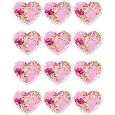 Pink Floral Heart Sticker