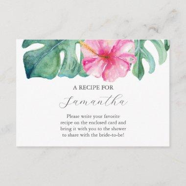Pink Floral Hibiscus Recipe For The Bride Enclosure Invitations