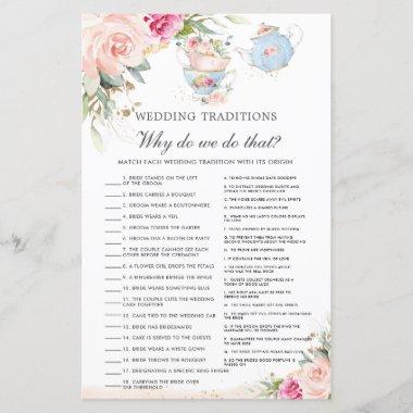 Pink Floral High Tea Party Wedding Traditions Game