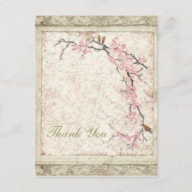 pink floral japanese cherry blossom spring wedding postInvitations