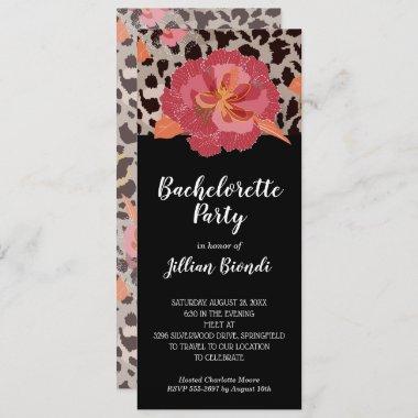 Pink Floral Leopard Print Bachelorette Party Invitations