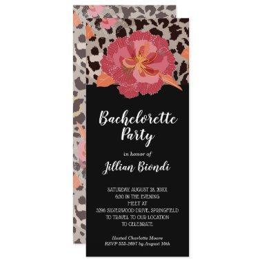 Pink Floral Leopard Print Bachelorette Party Invitations