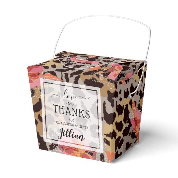 Pink Floral Leopard Print Favor Box