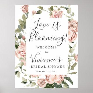 Pink Floral Love is Blooming Bridal Shower Sign