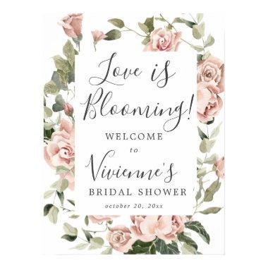 Pink Floral Love is Blooming Bridal Shower Sign