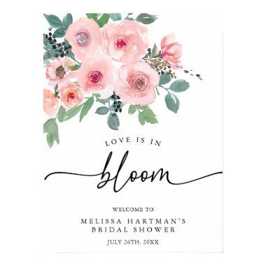 Pink Floral Love Is In Bloom  Welcome Poster