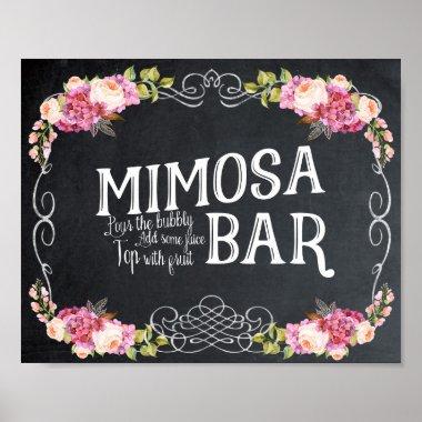 pink floral Mimosa Bar Wedding Sign bbq