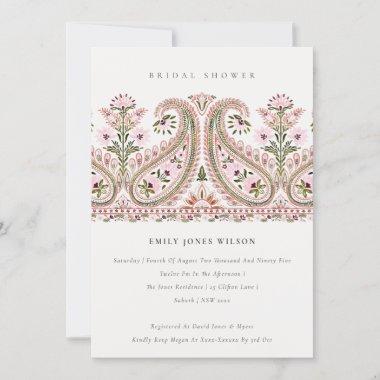 Pink Floral Paisley Motif Bridal Shower Invite