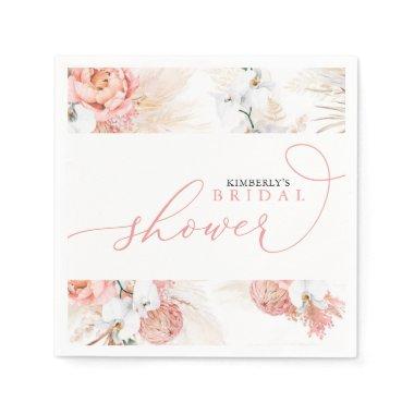 Pink Floral Pampas Grass Any Shower Napkins