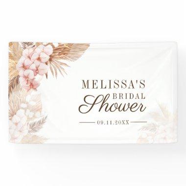 Pink Floral Pampas Grass Boho Bridal Shower Banner