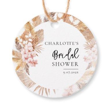 Pink Floral Pampas Grass Script  Favor Tags