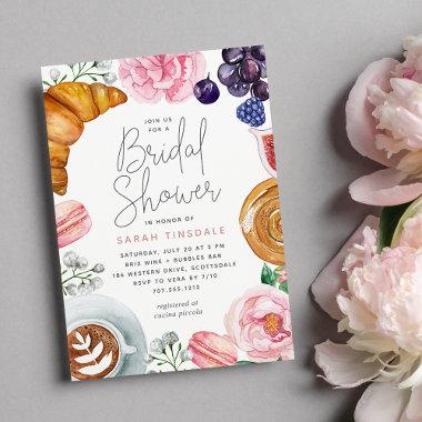 Pink Floral Peony Bridal Shower Brunch Invitations