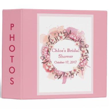 Pink Floral Peony Bridal Shower Photo Album Binder