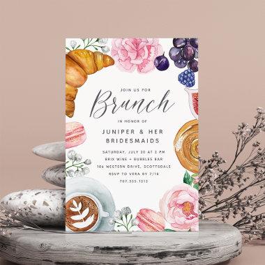 Pink Floral Peony Bridesmaids Brunch Invitations