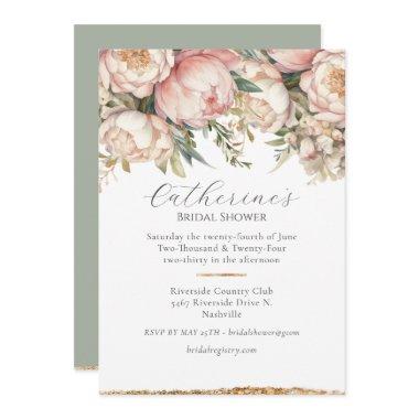 Pink Floral Peony Green