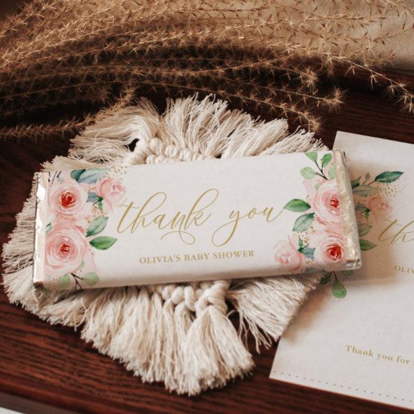 Pink Floral Personalized Candy Bar Wrapper