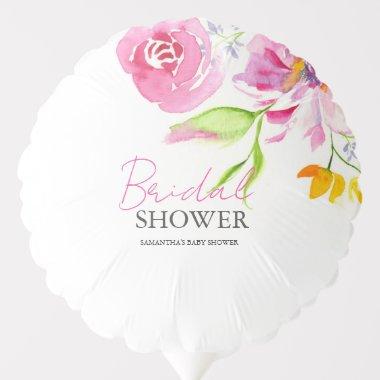 Pink Floral Personalized Shower Decor Balloon