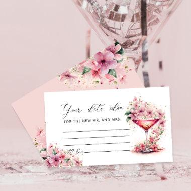 Pink Floral Petals and Prosecco Date Night Ideas Enclosure Invitations