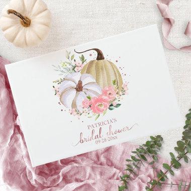 Pink Floral Pumpkin Fall Bridal Shower Guest Book