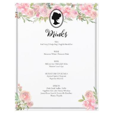 Pink Floral Regency  Cocktail Menu