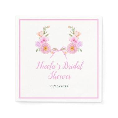 Pink Floral Ribbon  Napkins