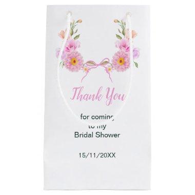 Pink Floral Ribbon  Small Gift Bag