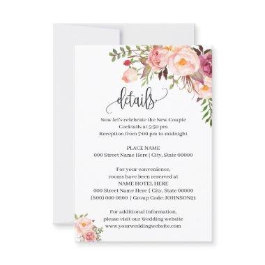 Pink Floral Romantic boho chic insert card