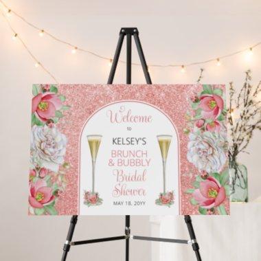 Pink Floral Rose Blooms Bridal Brunch and Bubbly Foam Board
