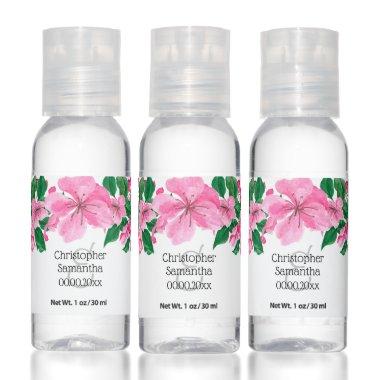 Pink floral sakura cherry blossom spring wedding hand sanitizer