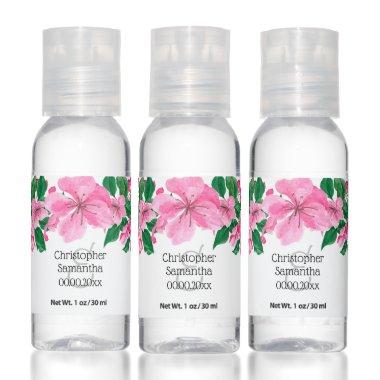 Pink floral sakura cherry blossom spring wedding hand sanitizer