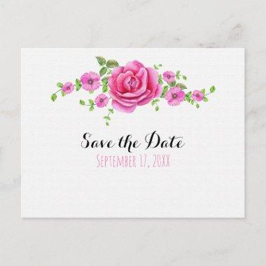 Pink Floral Shabby Chic Save The Date Engagement PostInvitations