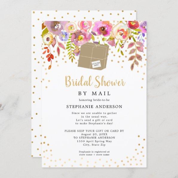 Pink Floral + shipping box Bridal Shower by mail Invitations