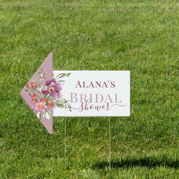 Pink Floral Shower Directional Sign