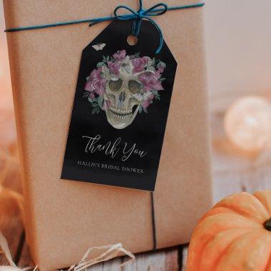 Pink Floral Skull Halloween  Favor Gift Tags