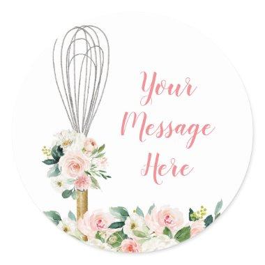 Pink Floral Soon to be Whisked Away Bridal Shower Classic Round Sticker