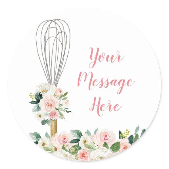 Pink Floral Soon to be Whisked Away Bridal Shower Classic Round Sticker