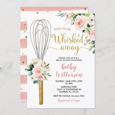 Pink Floral Soon to be Whisked Away Bridal Shower Invitations