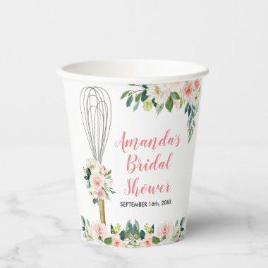 Pink Floral Soon to be Whisked Away Bridal Shower Paper Cups